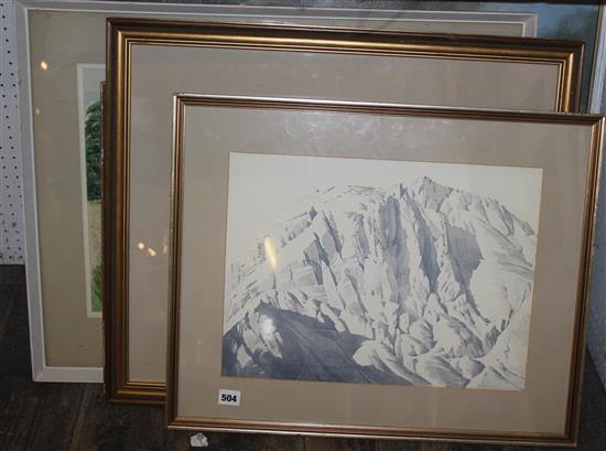 Collection of framed landscape watercolours